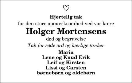 Taksigelsen for Holger Mortensens - Øland