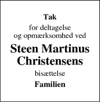 Taksigelsen for Steen Martinus
Christensens - Karup J