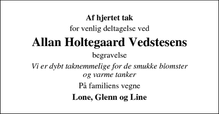 Taksigelsen for Allan Holtegaard Vedstesens - Ansager