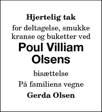 Taksigelsen for Poul Villiam
Olsen - Nørreballe