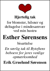 Taksigelsen for Esther Sørensens - Agerskov 
