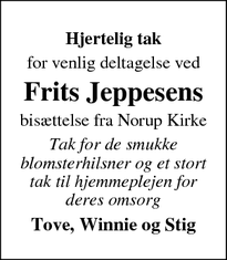 Taksigelsen for Frits Jeppesen - Otterup