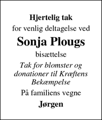 Taksigelsen for Sonja Ploug - Morud