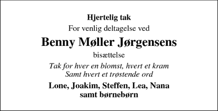 Taksigelsen for Benny M&oslash;ller J&oslash;rgensen - Næstved