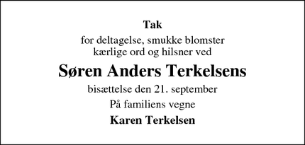 Taksigelsen for Søren Anders Terkelsen - Næstved
