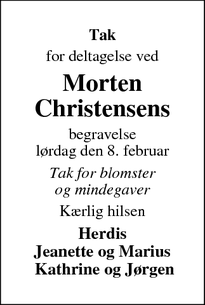 Taksigelsen for Morten
Christensens - Hvide Sande