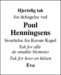 Taksigelsen for Poul Henningsens - Korsør