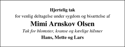 Taksigelsen for Mimi Arnskov Olsen - Korsør 