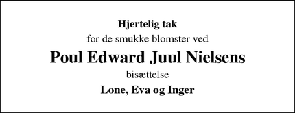 Taksigelsen for Poul Edward Juul Nielsens - Marstal