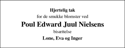 Taksigelsen for Poul Edward Juul Nielsens - Marstal
