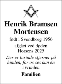 Dødsannoncen for Henrik Bramsen
Mortensen - Svendborg, Region Syddanmark