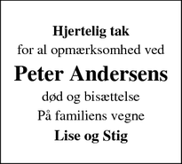 Taksigelsen for Peter Andersens - Ølgod