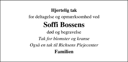 Taksigelsen for Soffi Bossens - Tønder