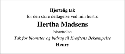 Taksigelsen for Hertha Madsens - Tønder