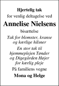 Taksigelsen for Annelise Nielsen - Tønder