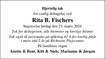 Taksigelsen for Rita B. Fischer - Tønder