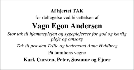 Taksigelsen for Vagn Egon Andersen - tønder