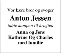 Dødsannoncen for Anton Jessen - Varde