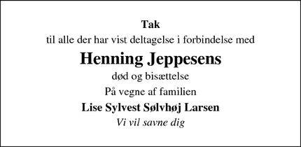 Taksigelsen for Henning Jeppesens - Lunde