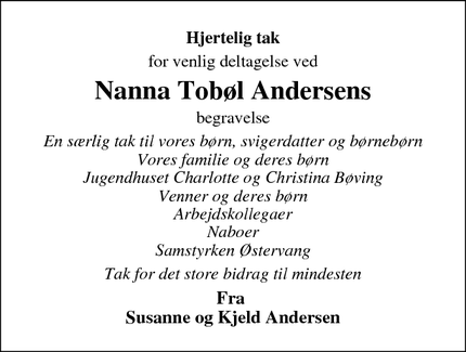 Taksigelsen for Nanna Tobøl Andersen - Varde