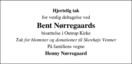 Taksigelsen for Bent Nørregaard - Hjortshøj