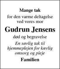 Taksigelsen for Gudrun Jensen - Næsbjerg