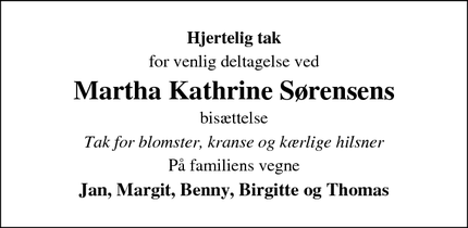Taksigelsen for Martha Kathrine S&oslash;rensen - Varde
