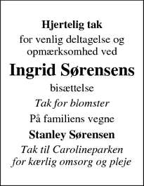 Taksigelsen for Ingrid S&oslash;rensen - Varde