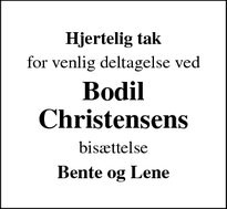 Dødsannoncen for Bodil Christensens - Næsbjerg