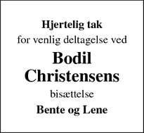 Dødsannoncen for Bodil Christensens - Næsbjerg