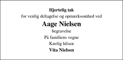 Dødsannoncen for Aage Nielsen - Vejen 