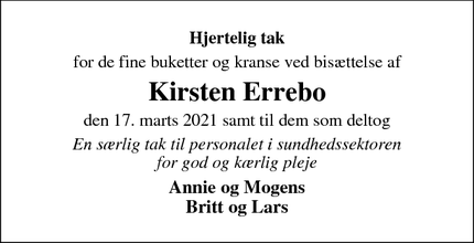 Taksigelsen for Kirsten Errebo - Borre