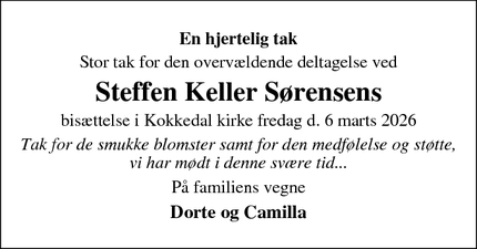 Taksigelsen for Steffen Keller S&oslash;rensens  - HØRSHOLM