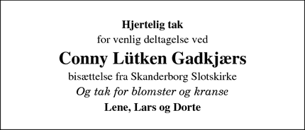 Taksigelsen for Conny Lütken Gadkjærs - Skanderborg