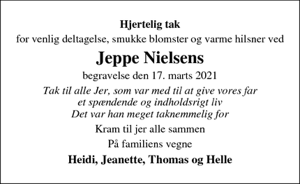 Taksigelsen for Jeppe Nielsens - Skanderborg