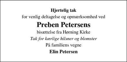 Taksigelsen for Preben Petersens - Hørning