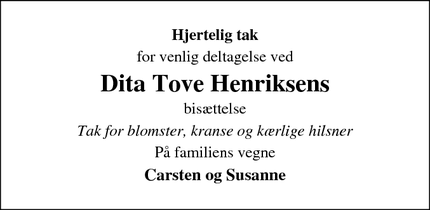 Taksigelsen for Dita Tove Henriksen - Hørning