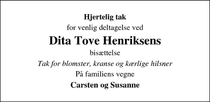 Taksigelsen for Dita Tove Henriksen - Hørning