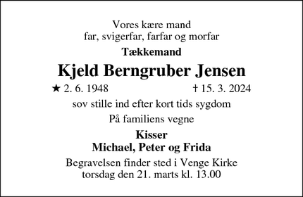Dødsannoncen for Kjeld Berngruber Jensen - Venge