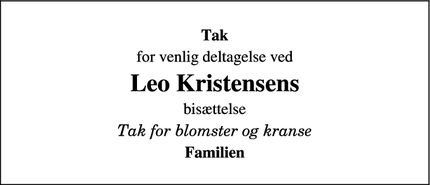 Taksigelsen for Leo Kristensens - Haarby