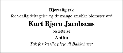 Taksigelsen for Kurt Bjørn Jacobsens - GILLELEJE