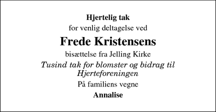 Taksigelsen for Frede Kristensens - Jelling