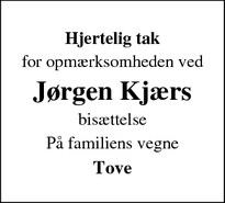 Taksigelsen for Jørgen Kjærs - Højbjerg