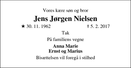 Dødsannoncen for Jens Jørgen Nielsen - Vejle