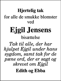 Taksigelsen for Ejgil Jensens - 7100 Vejle
