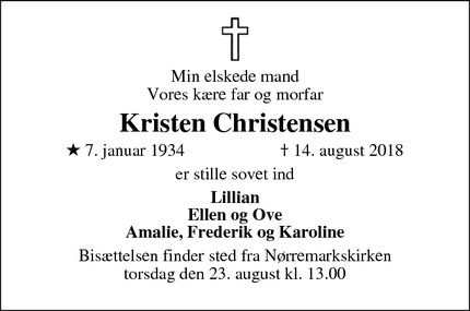 Dødsannoncen for Kristen Christensen - Vejle