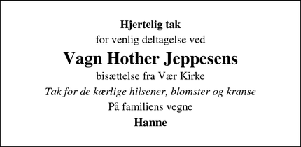 Taksigelsen for Vagn Hother Jeppesens - Horsens