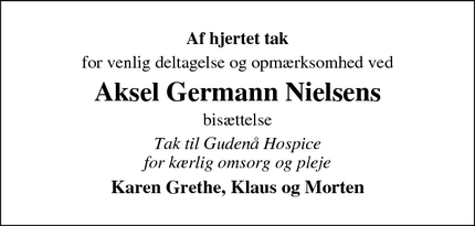 Taksigelsen for Aksel Germann Nielsen - Rask Mølle