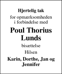 Taksigelsen for Poul Thorius
Lund - Østre Snede