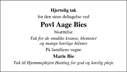 Taksigelsen for Povl Aage Bie - Skanderborg